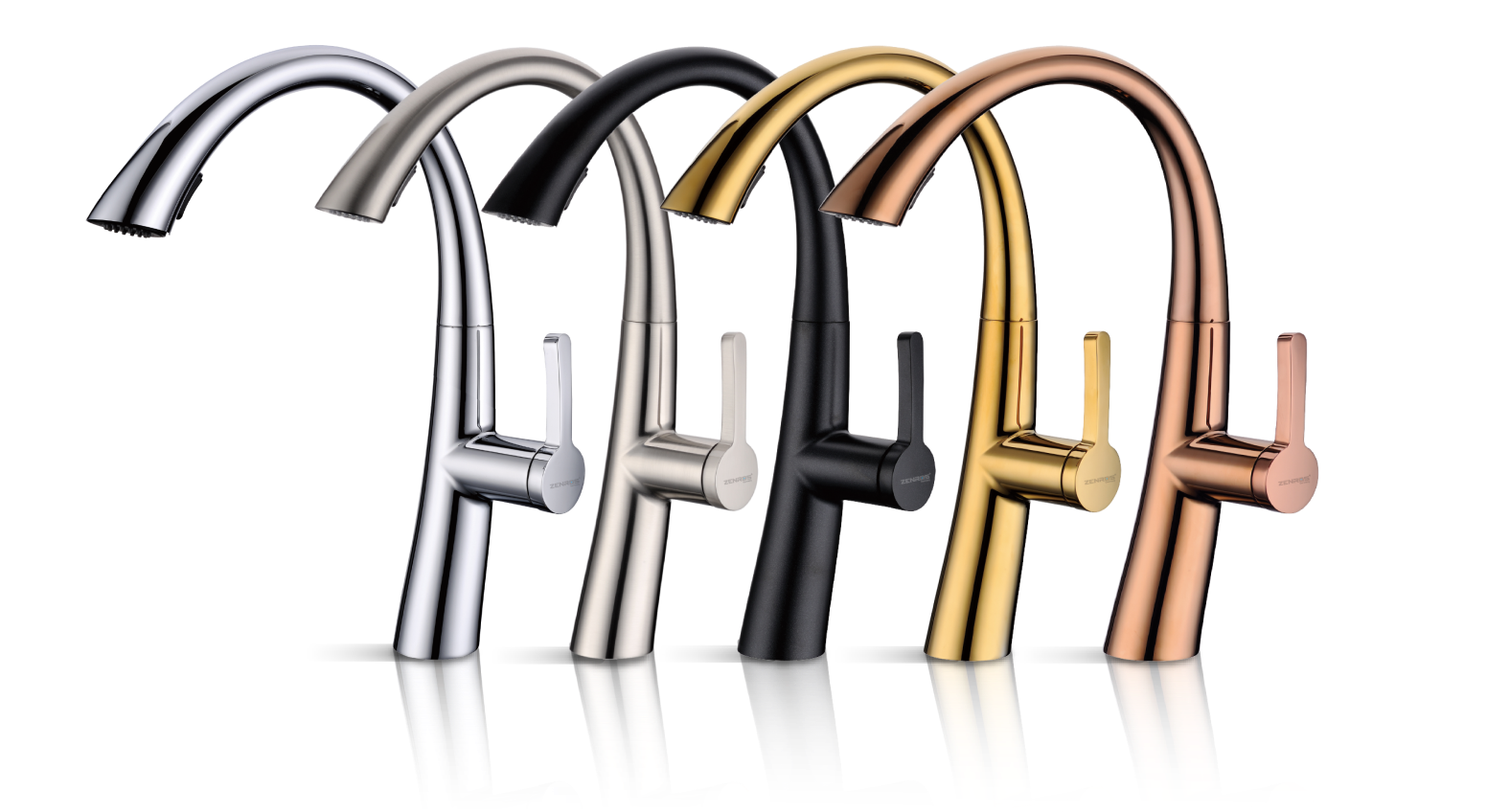 A collection of brass mixer taps